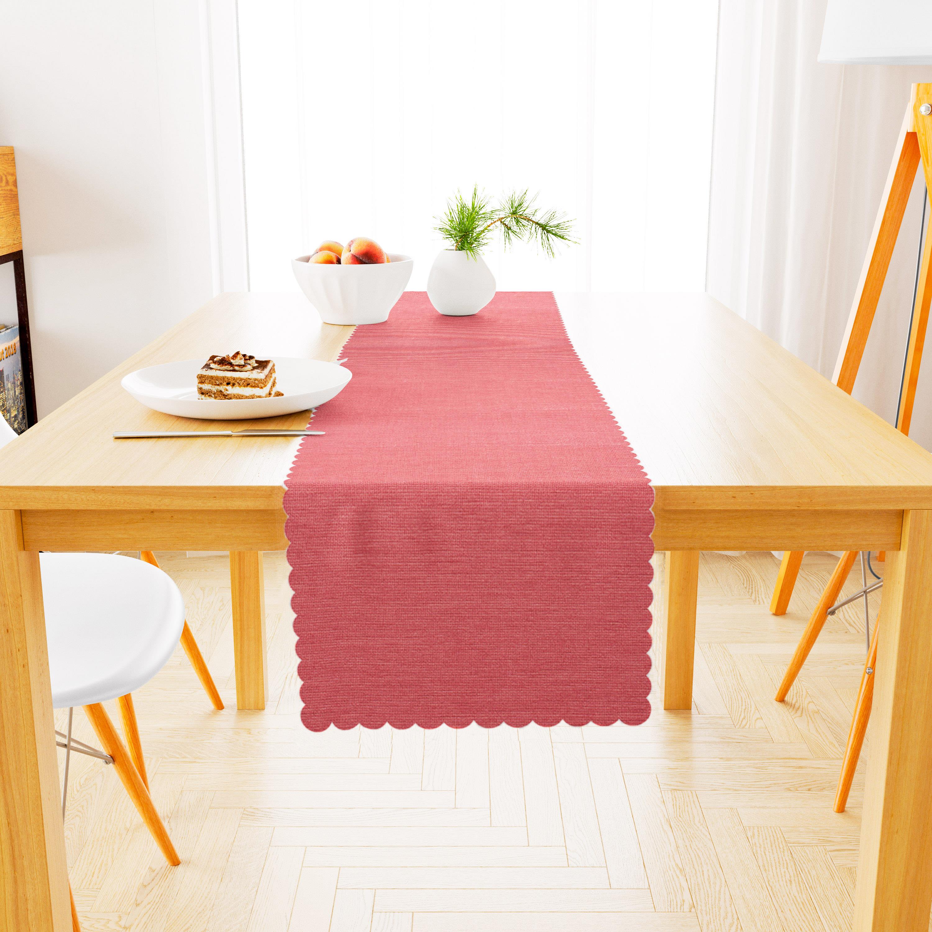 Gül Rengi Kadife Dokulu Runner 40x180