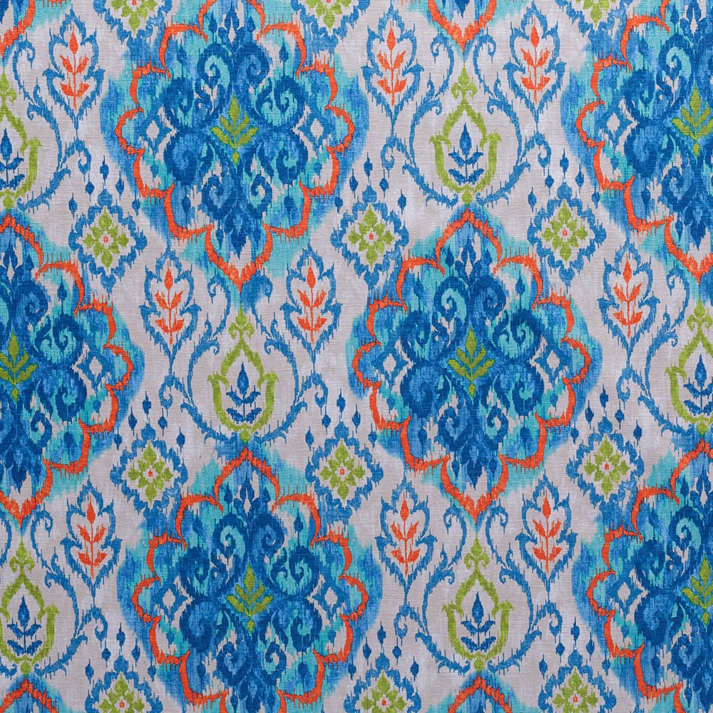 Mavi Turkuaz Renkli Modern Damask Desen Dokuma Dijital Baskılı Kadife Şönil Koltuk Örtüsü Şalı 175x215cm