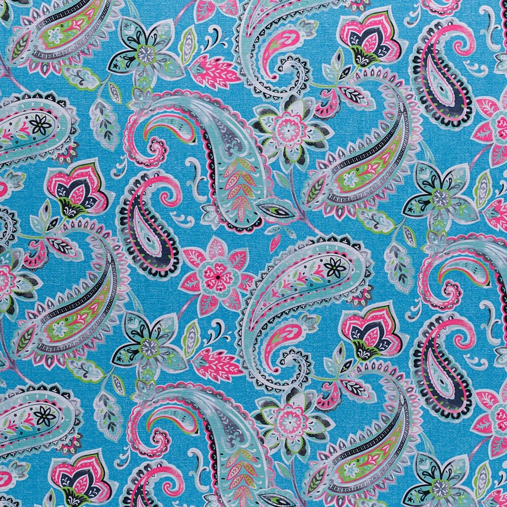 Mavi Zemin Üzerine Baskılı Renkli Şal Desen Dokuma Dijital Baskılı Kadife Şönil Koltuk Örtüsü Şalı 175x215cm