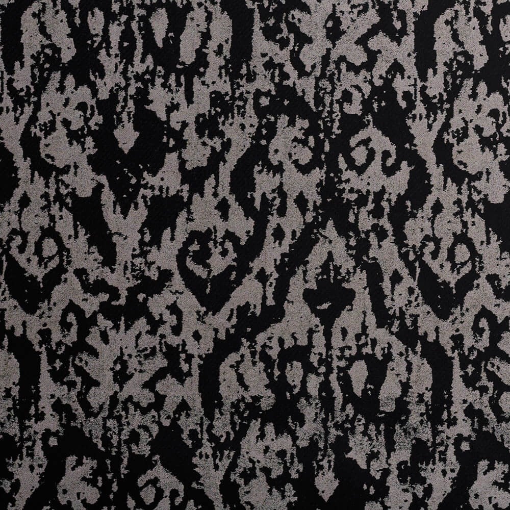 Siyah Beyaz Modern Damask Desenli Dijital Baskılı  Süet Kumaş
