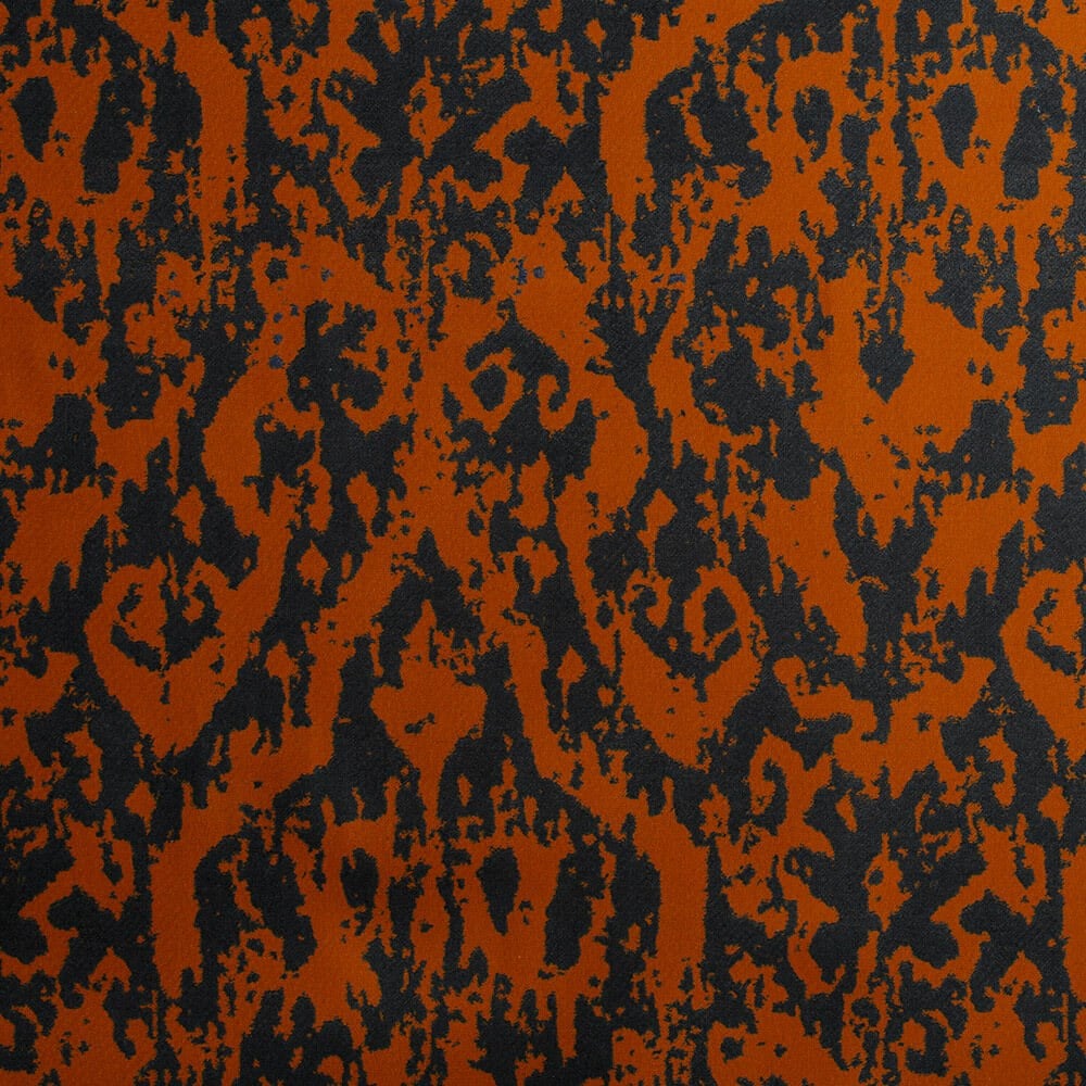 Turuncu Renkli Modern Damask Desen Dijital Baskılı  Süet Kumaş