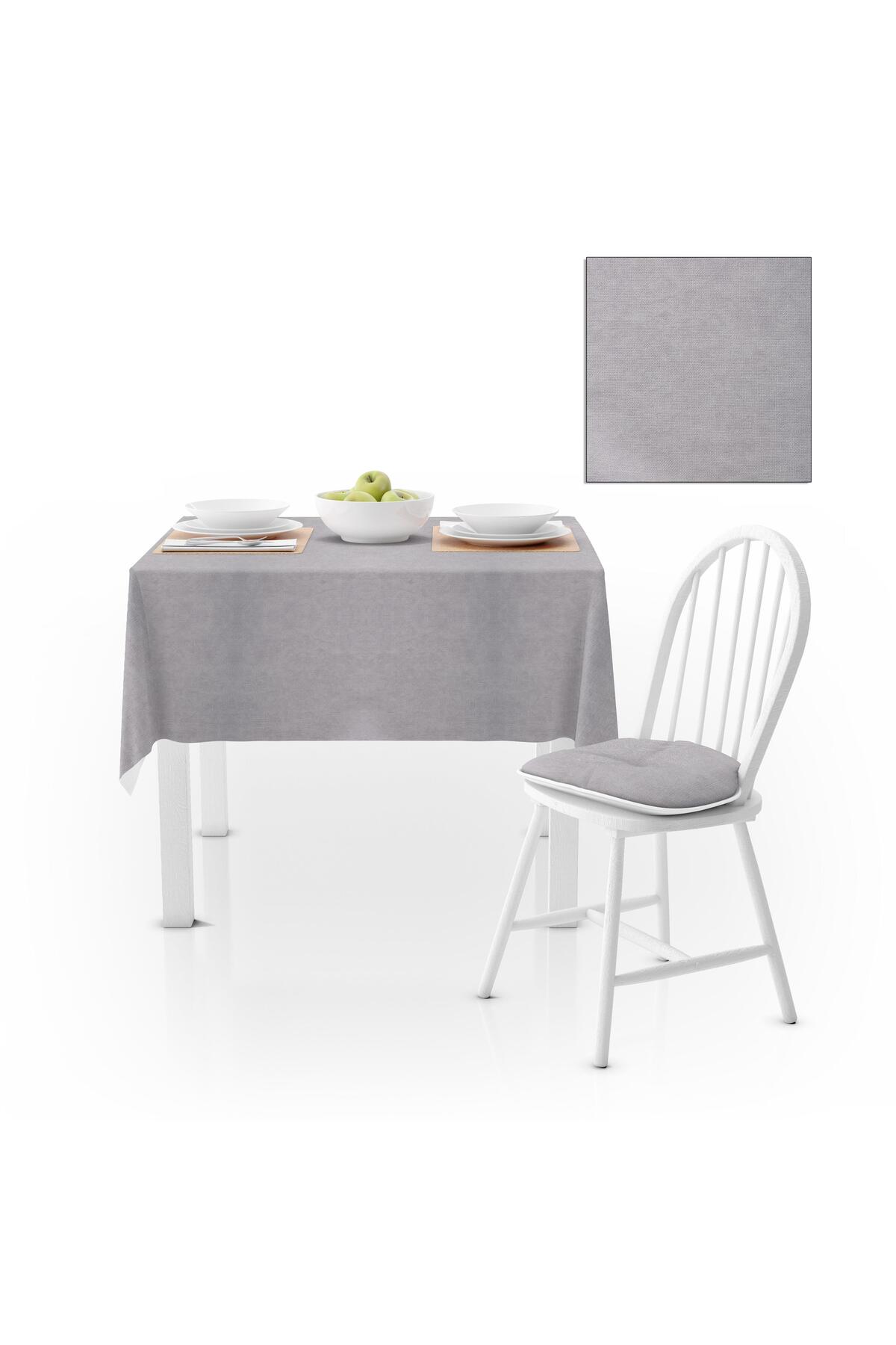 Gri Düz Renk Petek Dokuma Masa Örtüsü 140x220