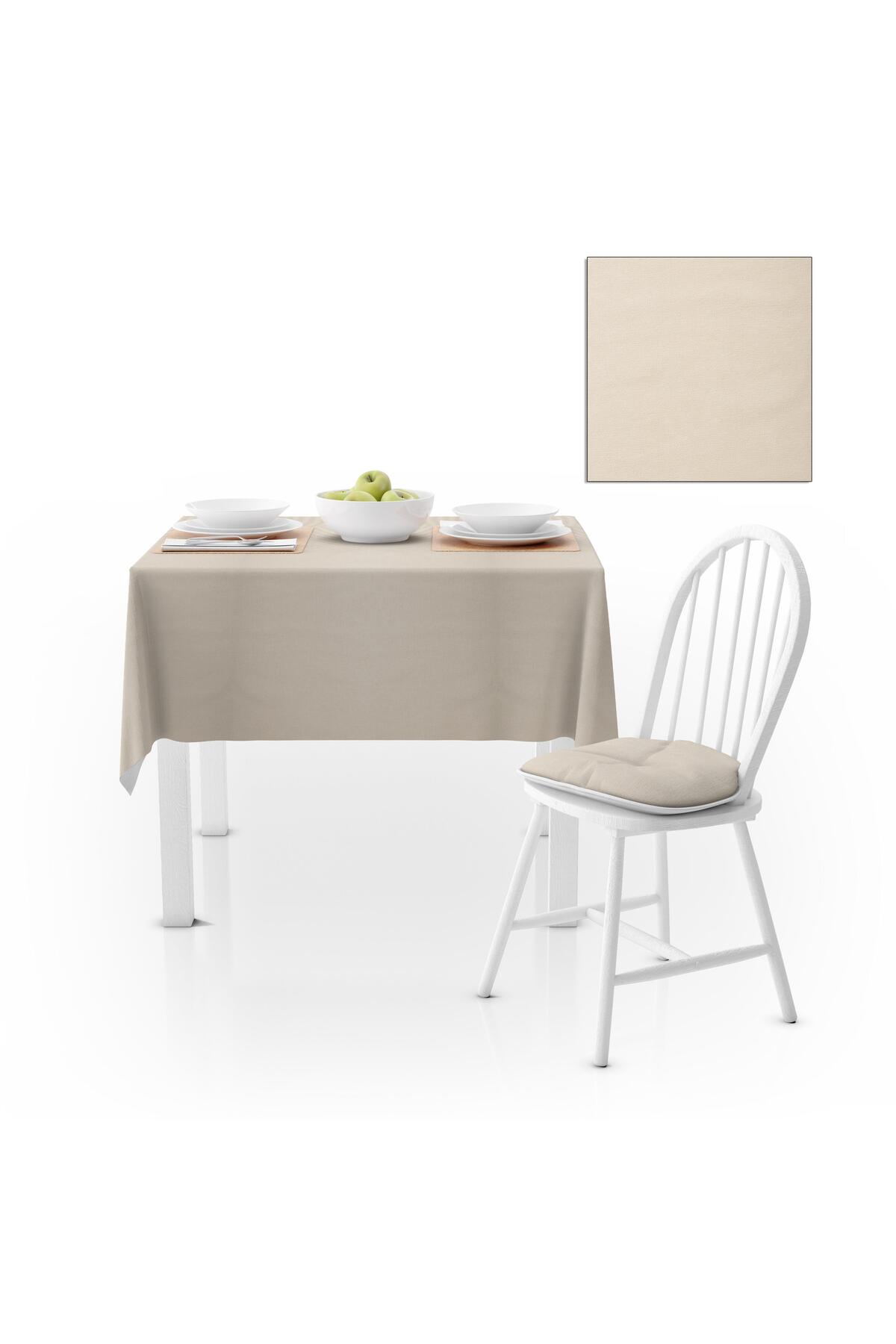 Açık Krem Düz Renk Petek Dokuma Masa Örtüsü 140x220
