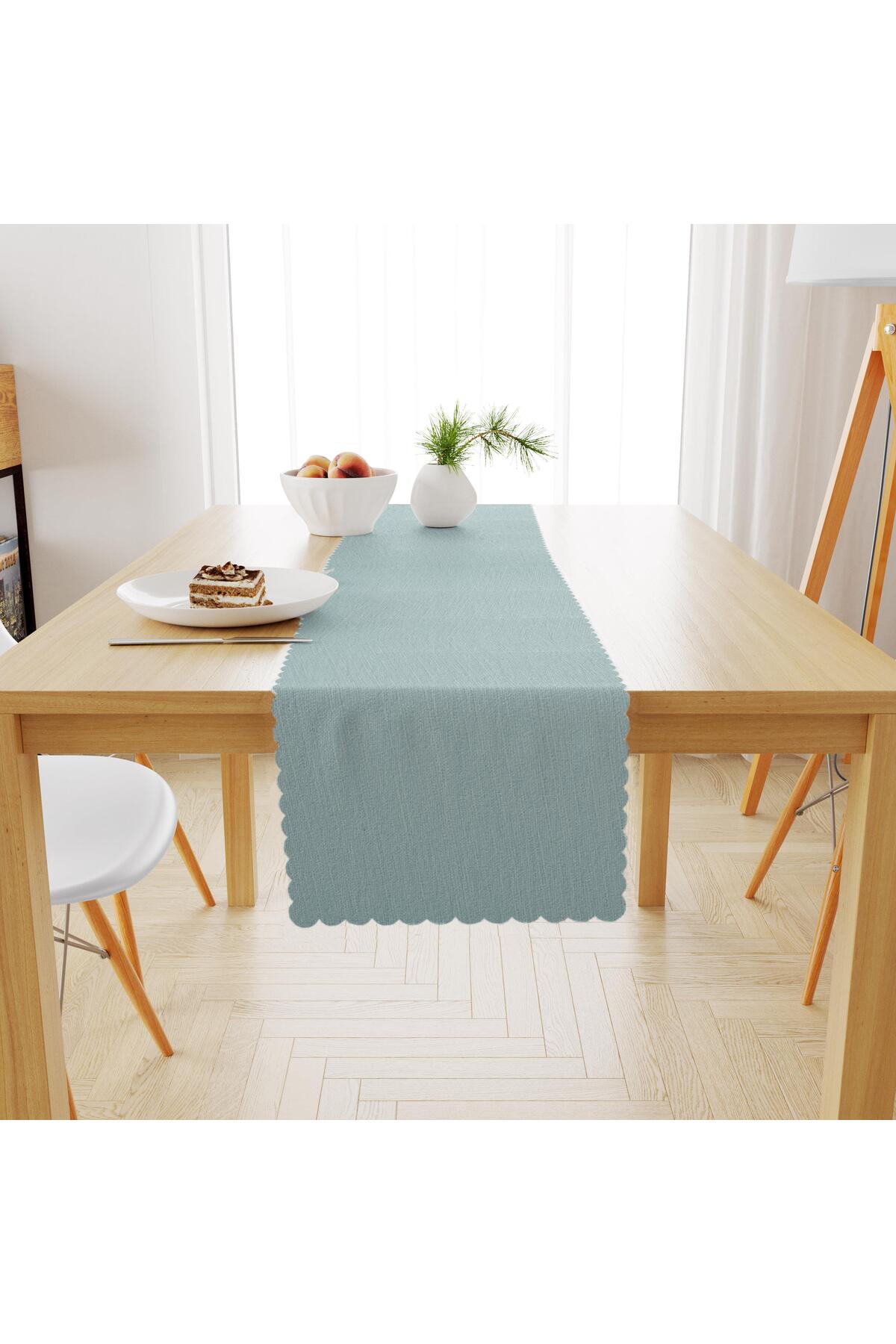 Buz Mavisi Kadife Dokulu Runner 40x180