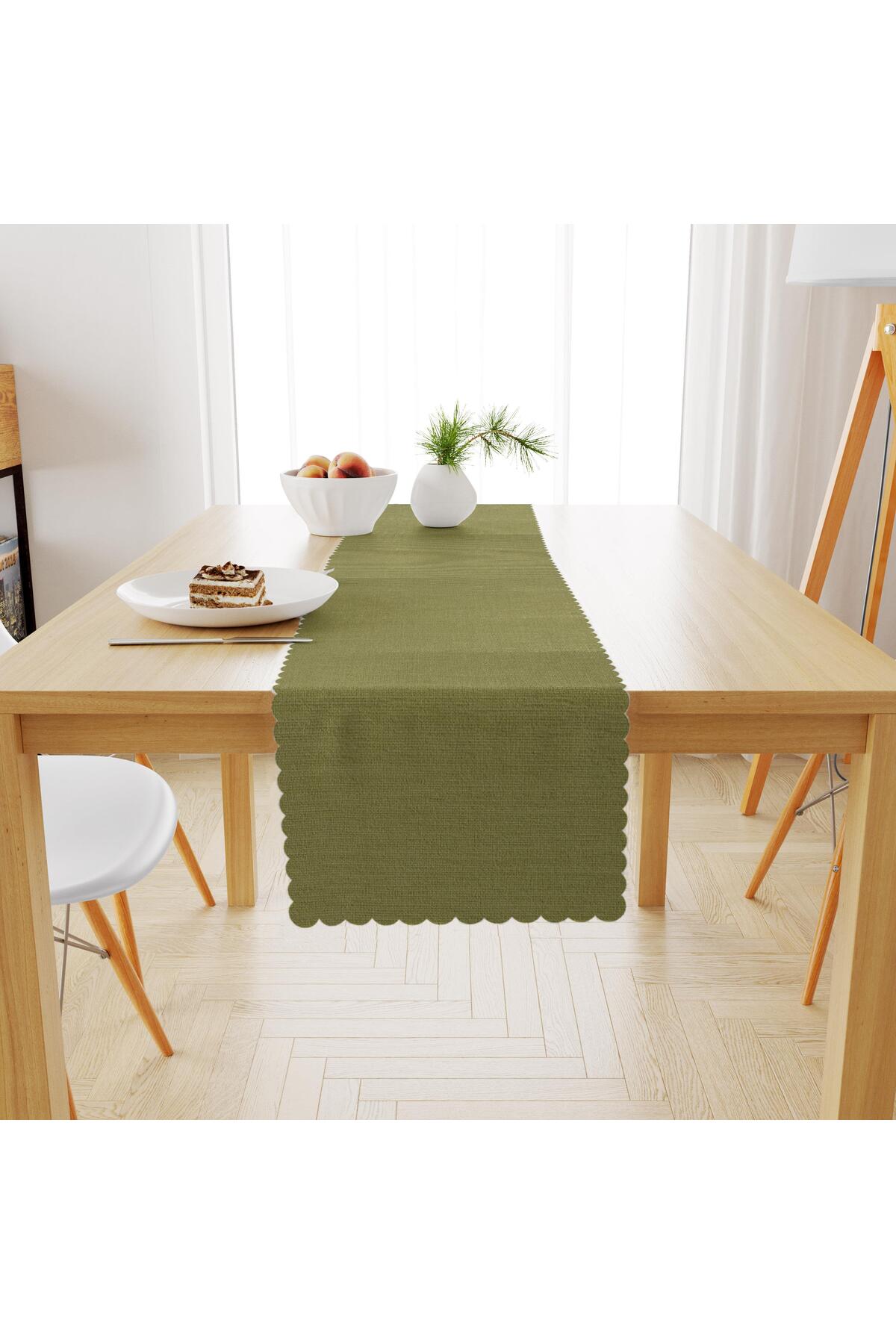 Fıstık Yeşili Kadife Dokulu Runner 40x180