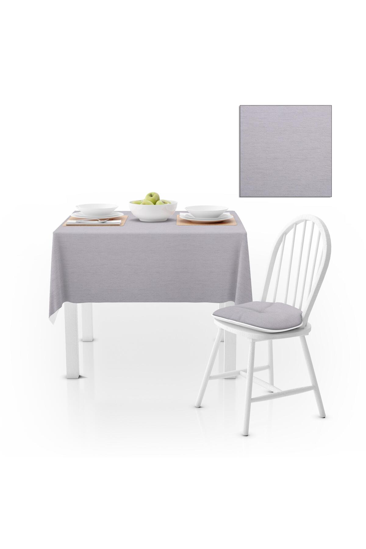 Gri Kadife Dokulu Masa Örtüsü 180x220
