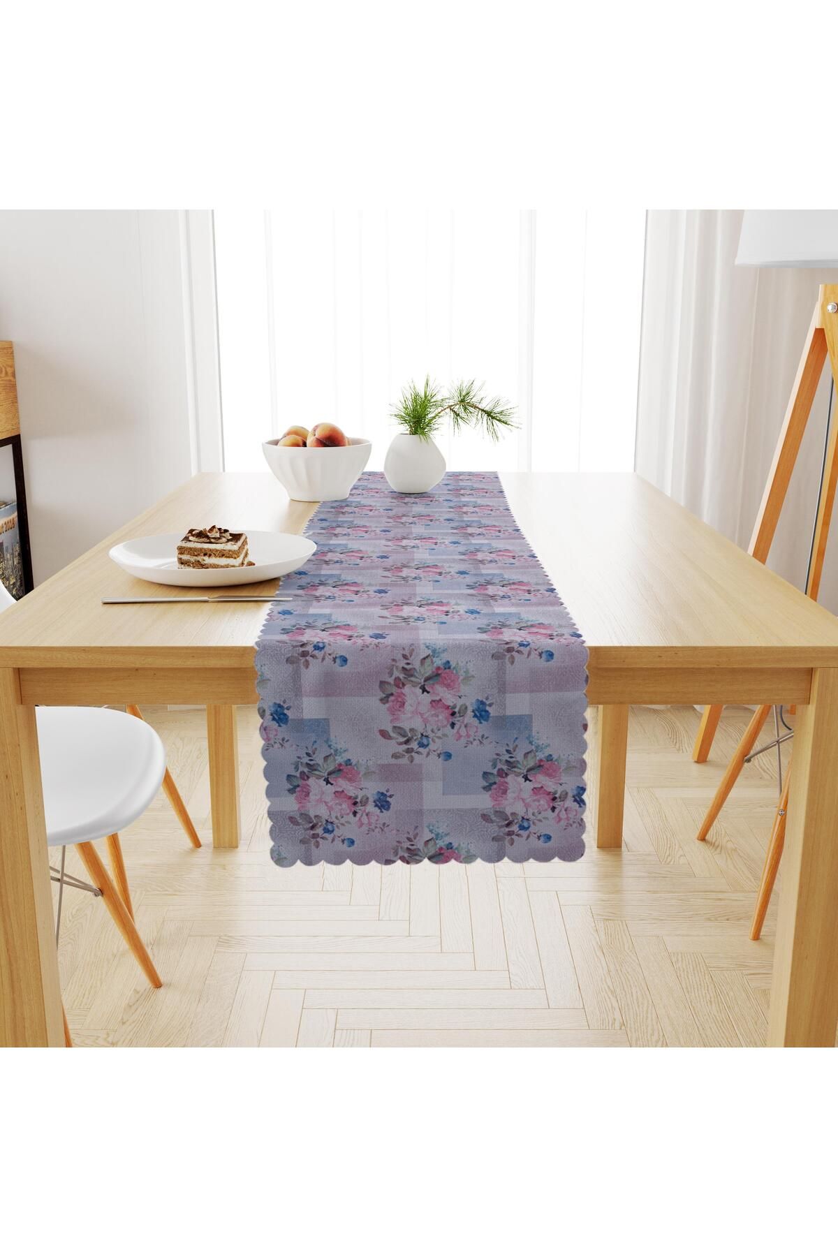 Gül Kurusu Kadife Dokulu Runner 40x180