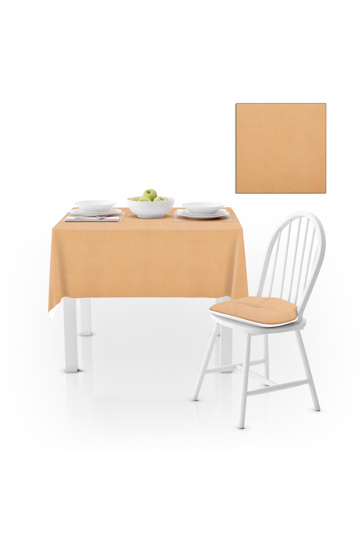 Kavun İçi Düz Renk Petek Dokuma Masa Örtüsü 140x140