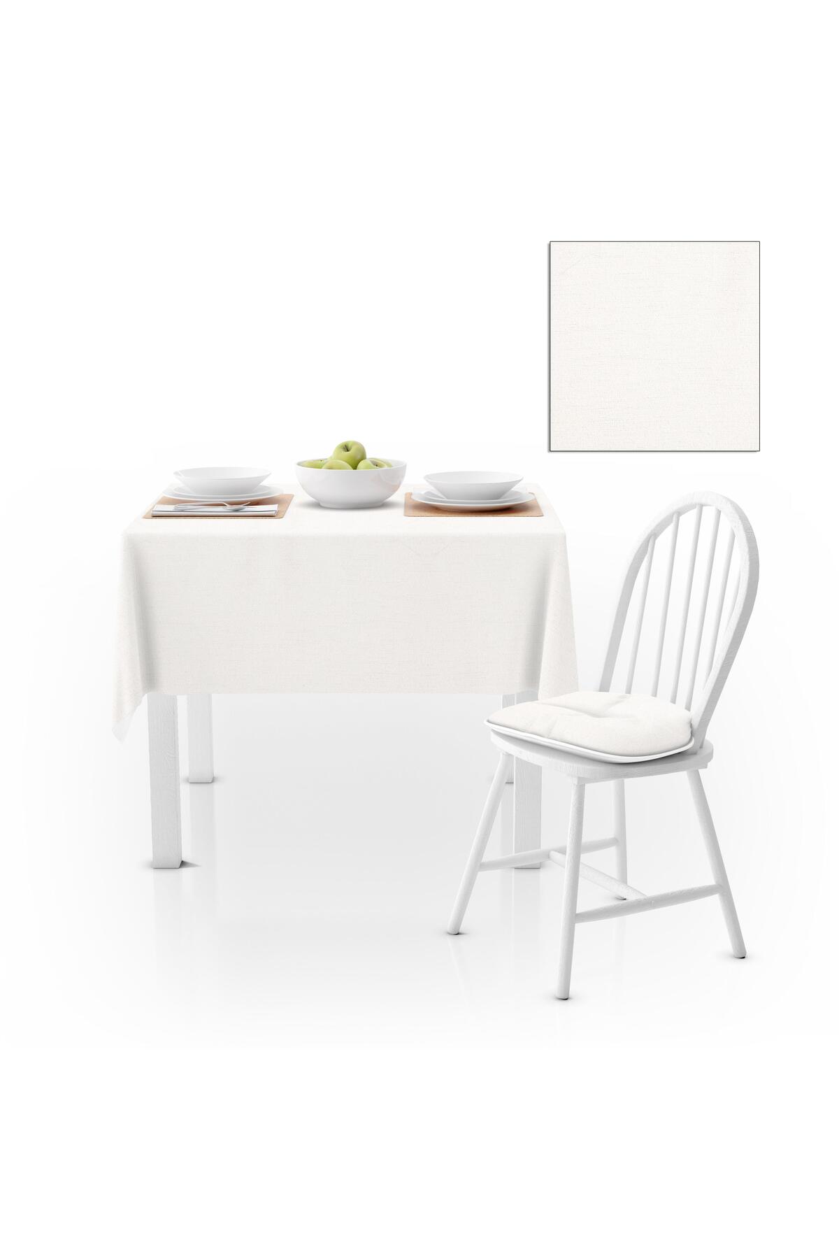 Kırık Beyaz Kadife Dokulu Masa Örtüsü 180x260