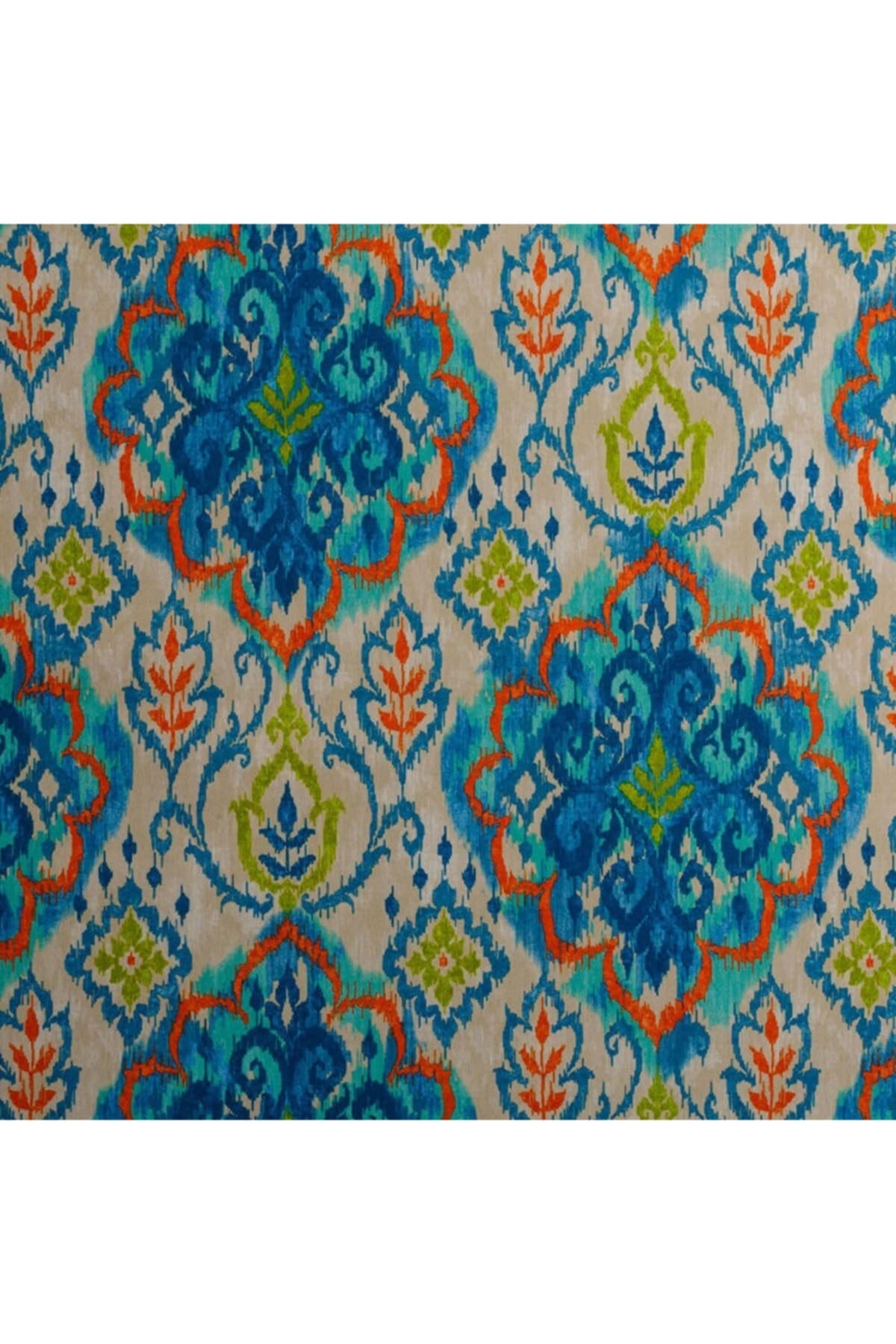 Mavi Turkuaz Renkli Modern Damask Desen Dijital Baskılı Süet Kumaş