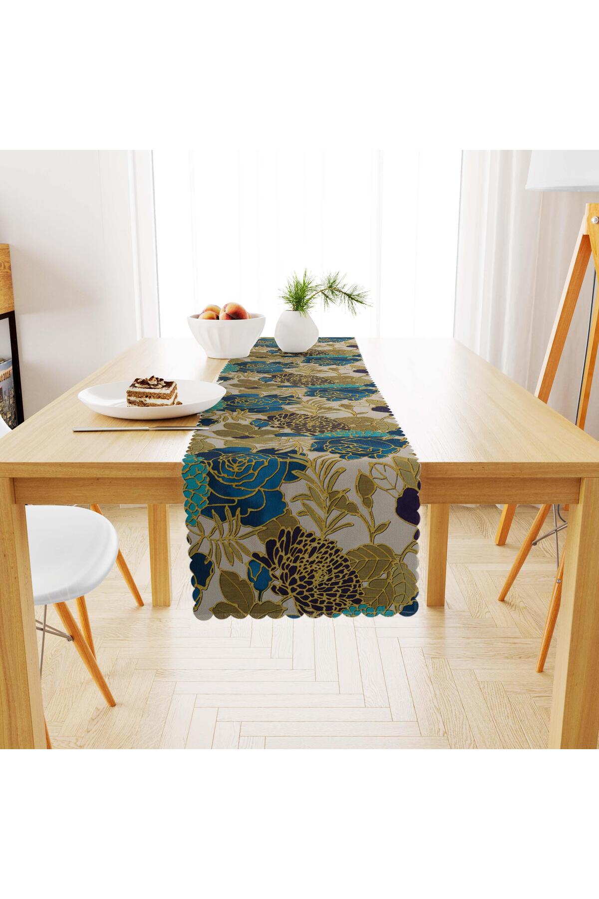 Modern Renkli Altın Mor Dijital Baskılı Süet Dokuma Runner 40x140