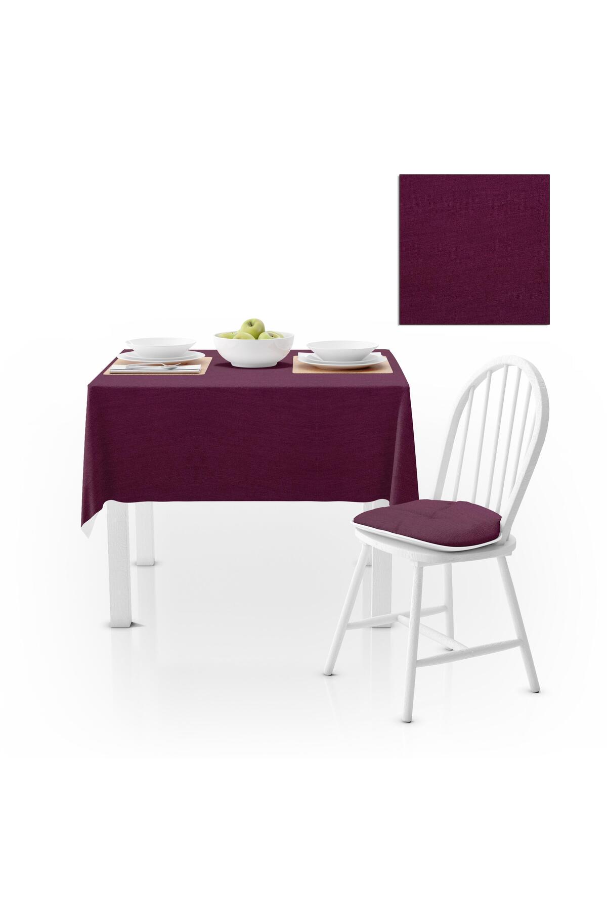 Mürdüm Kadife Dokulu Masa Örtüsü 180x260