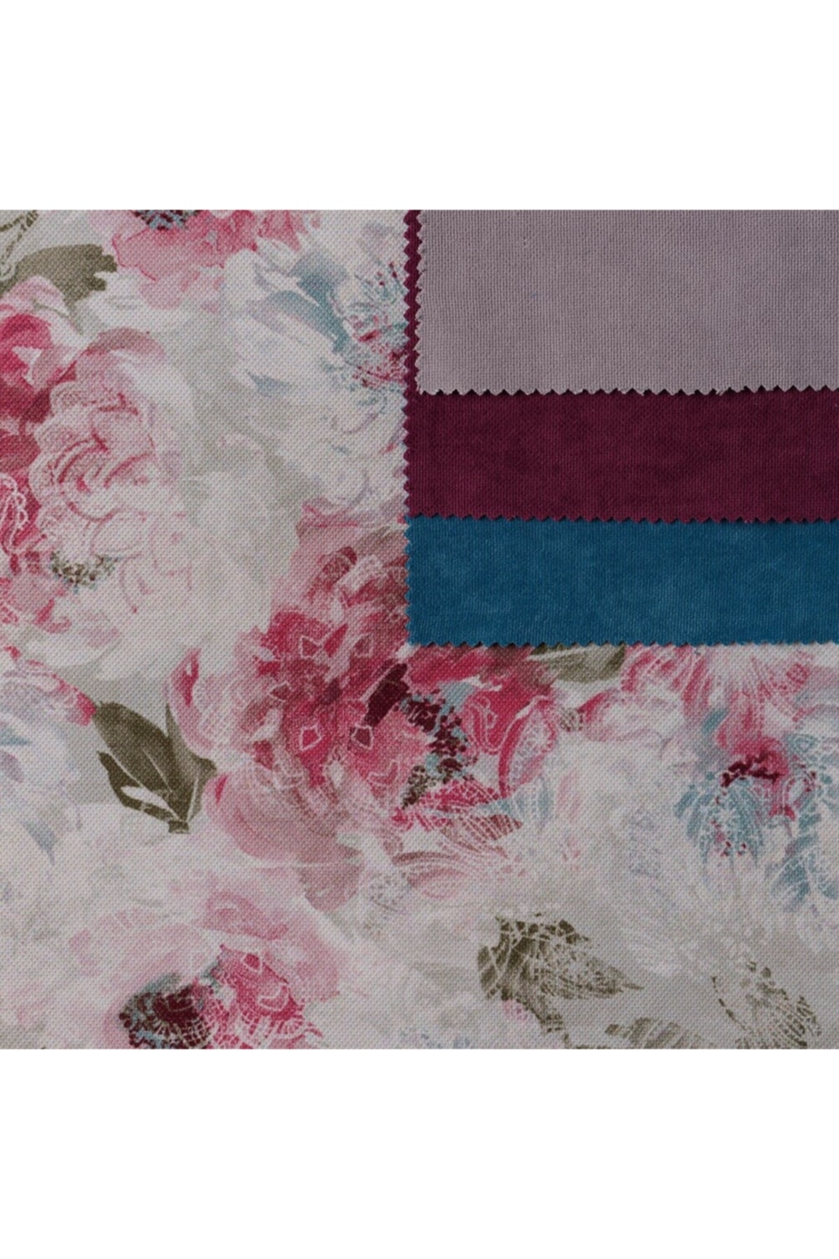Pembe Vizon Gül Desen Dokuma Dijital Baskılı Petek Kumaş