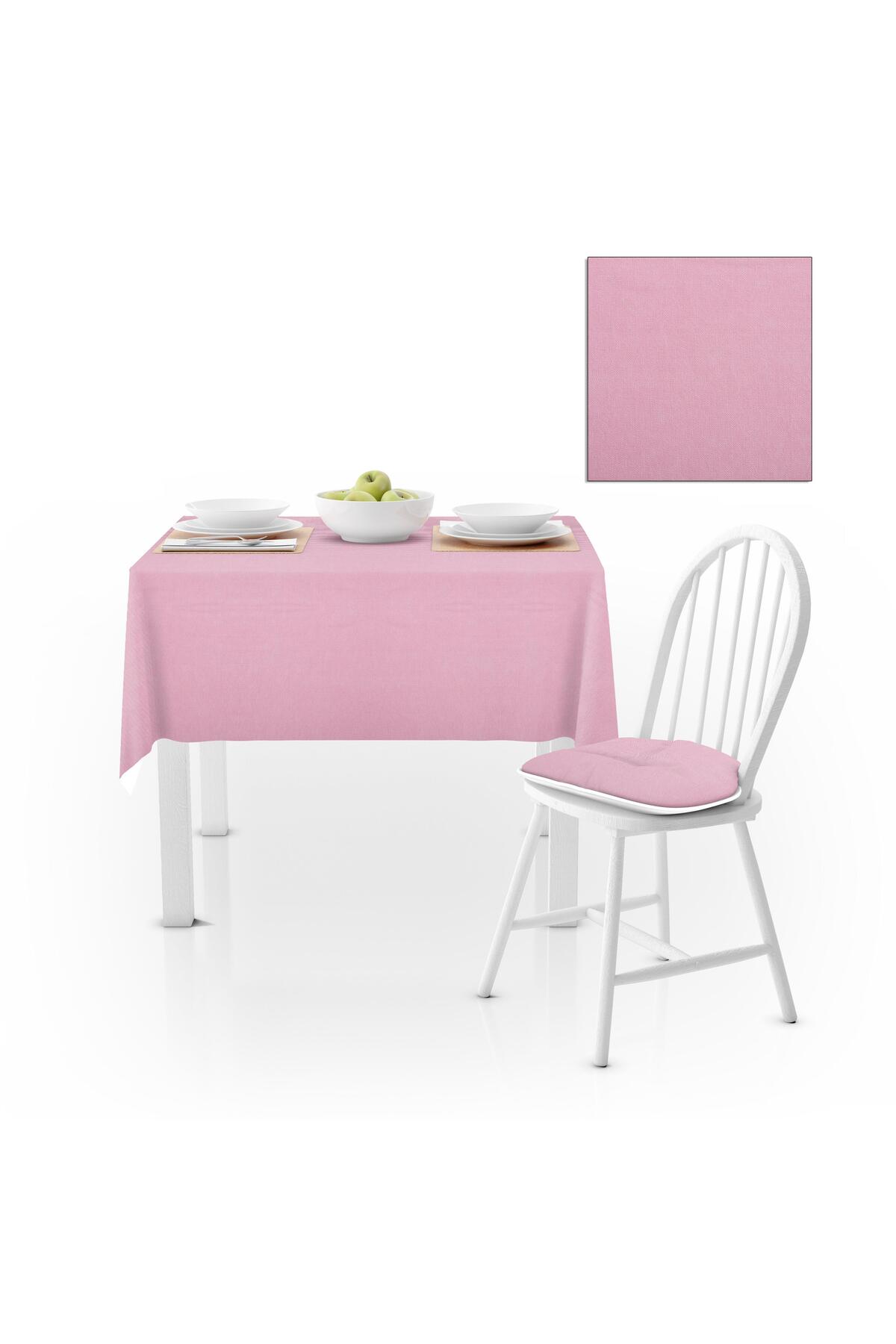 Şeker Pembe Düz Renk Petek Dokuma Masa Örtüsü 140x140