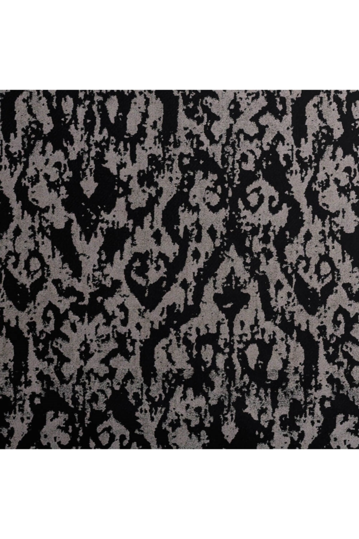Siyah Beyaz Modern Damask Desenli Dijital Baskılı Süet Kumaş