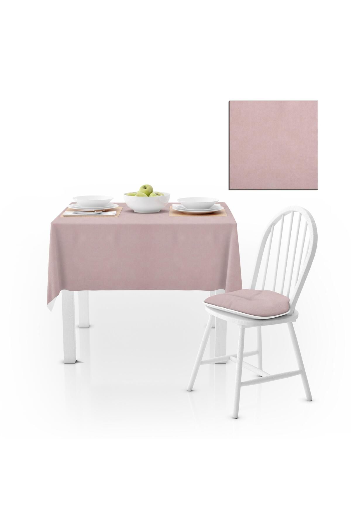 Soft Pembe Düz Renk Petek Dokuma Masa Örtüsü 140x180