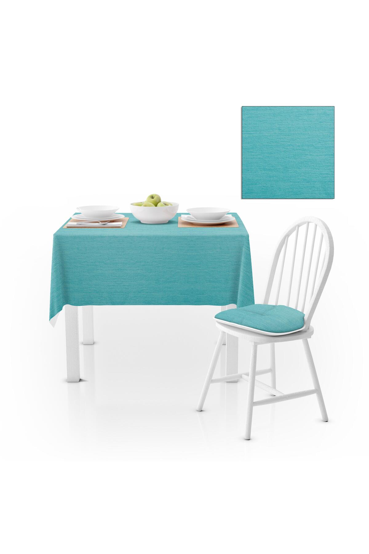 Turkuaz Kadife Dokulu Masa Örtüsü 120x180