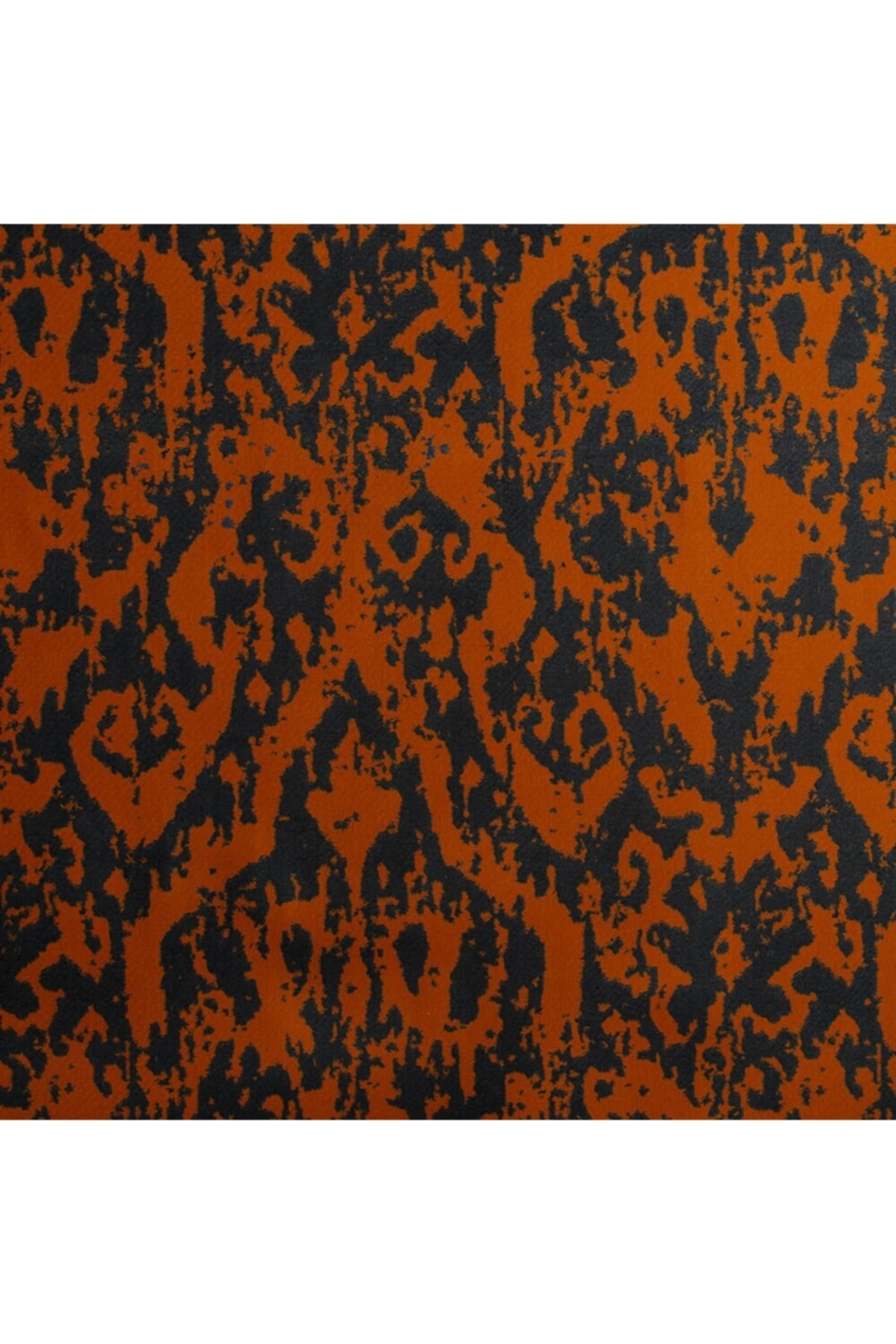 Turuncu Renkli Modern Damask Desen Dijital Baskılı Süet Kumaş